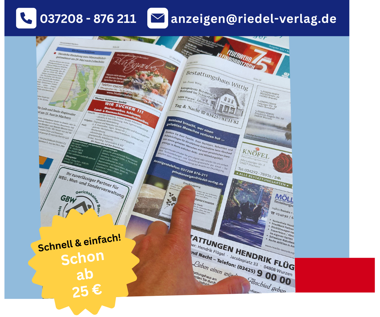 Privatanzeige im Ortsblatt aufgeben.